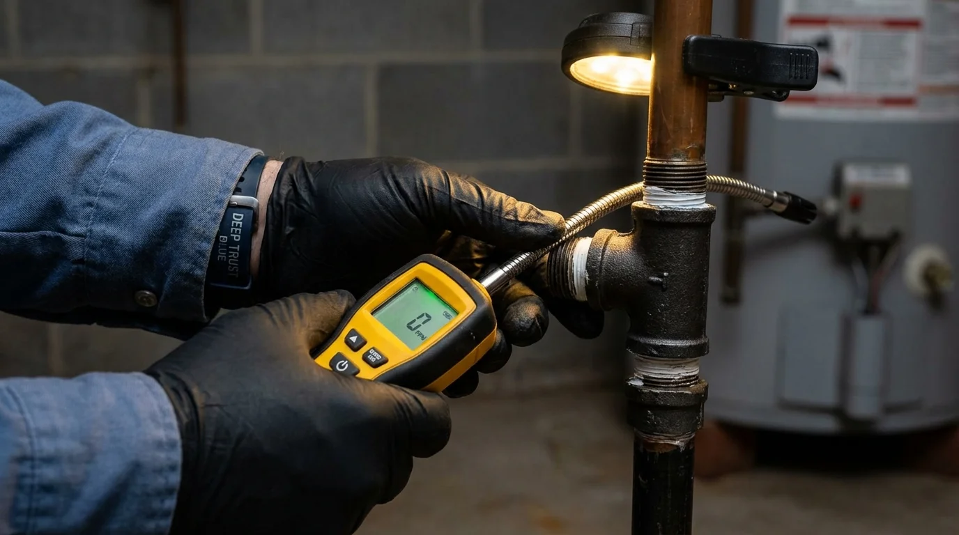 Gas leak detection with electronic sniffer by Johns Plumbing LLC in Rochelle Park