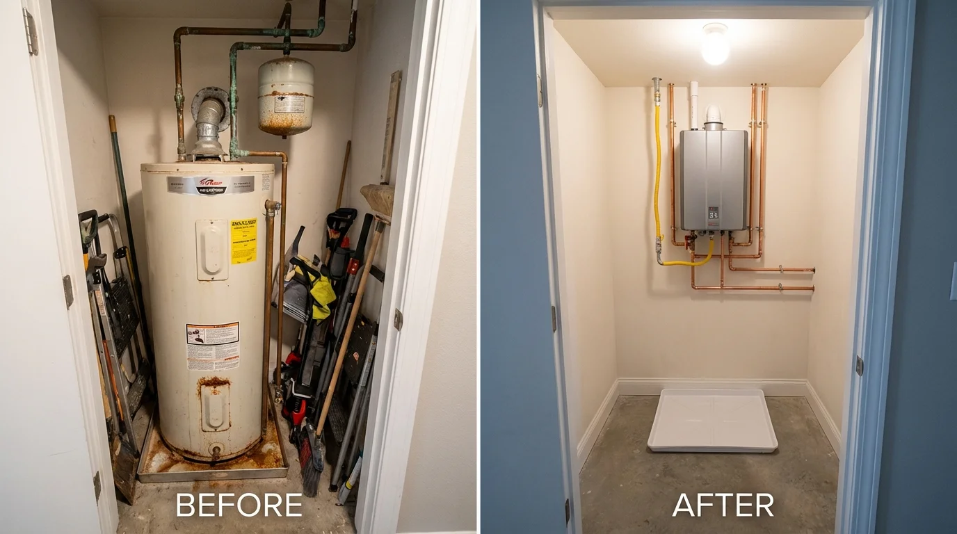 Tank water heater versus wall-mounted tankless unit comparison for Rochelle Park, NJ homeowners